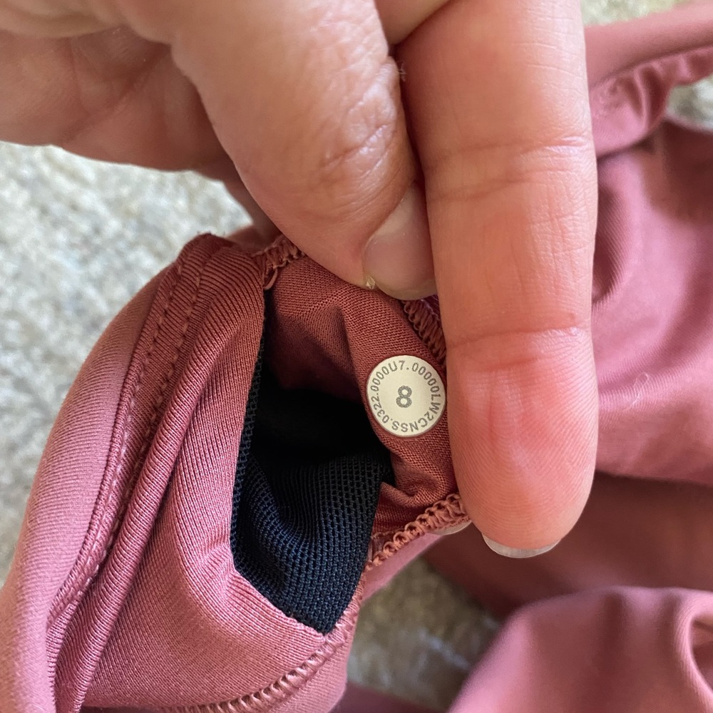 Lulu Lemon high neck longline sports bra in a dusty rose. - Picture 3 of 3